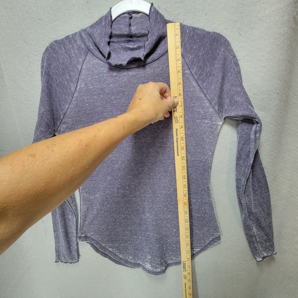 Chaser Distressed Purple Burnout Tshirt Womens S High Neck Long Sleeve Grunge - Picture 8 of 13